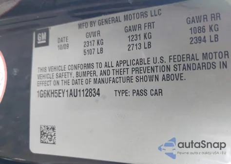 2010 Cadillac Dts Premium Collection z USA, uszkodzony, nr VIN 1G6KH5EY1AU112834